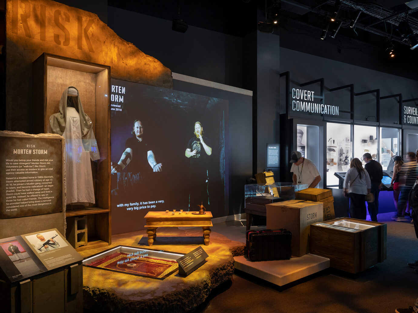 People begin their undercover mission in the Spies and Spy Masters Gallery where theatrical vignettes and walls of trade tools bring human intelligence stories to life.